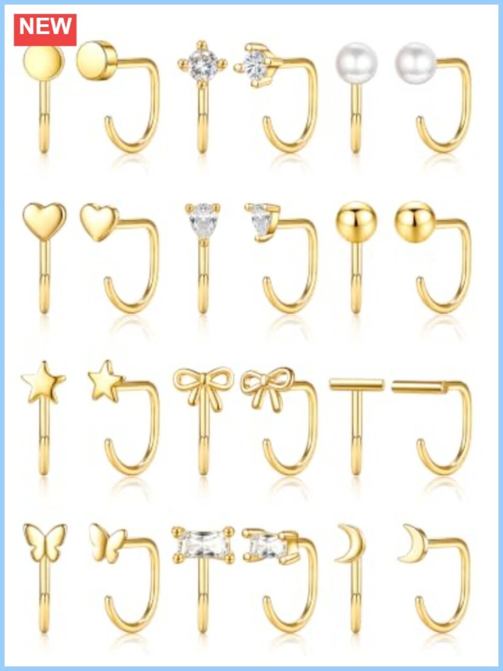 Hypoallergenic Stainless Steel Backless Half Hoop Earrings for Women
